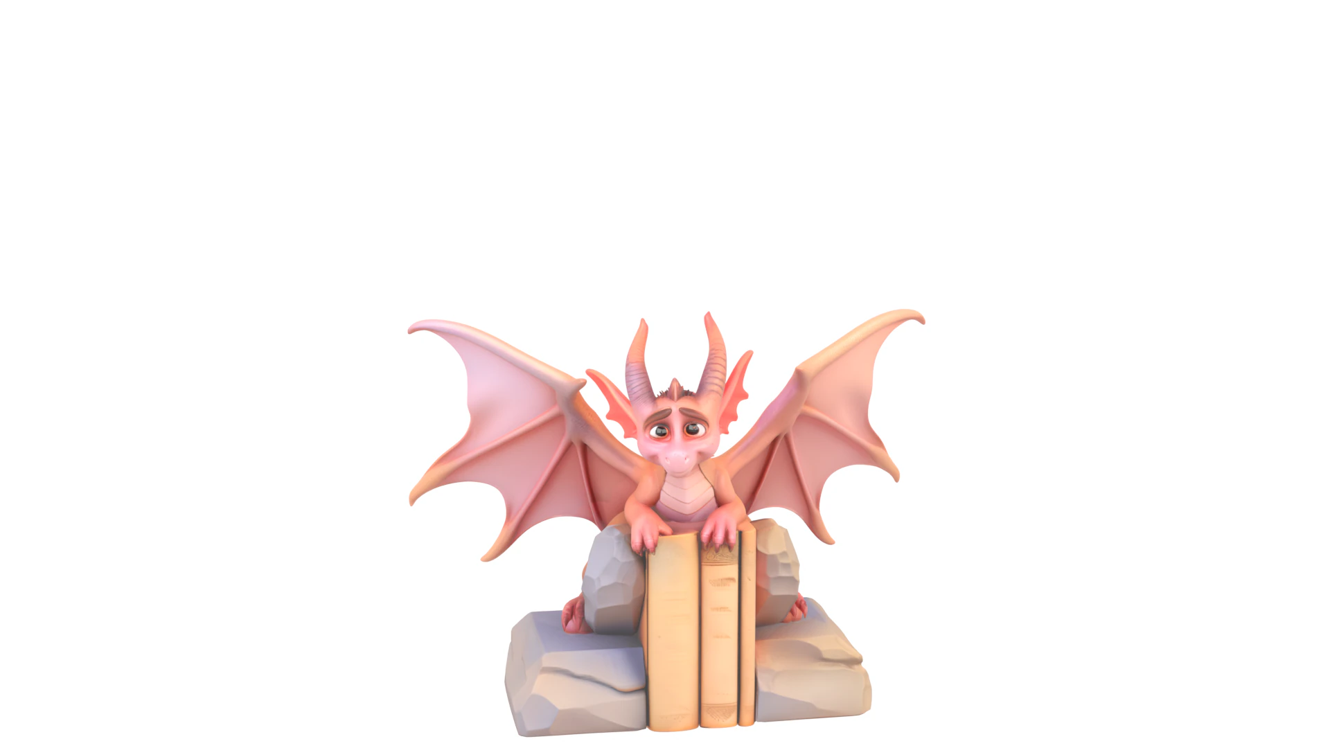 Exquisite 3D Gargoyle Bookend Model with Stone Wingspan and Weathered Marble Base 3D Model .c4d .max .obj .3ds .fbx .stl .blend 