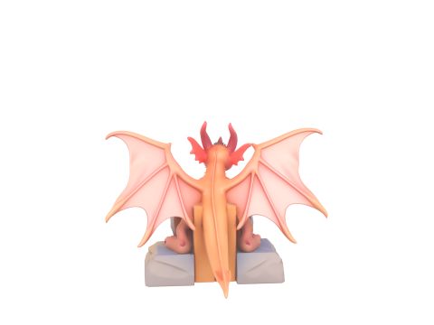Exquisite 3D Gargoyle Bookend Model with Stone Wingspan and Weathered Marble Base 3D Model
