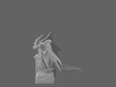 Exquisite 3D Gargoyle Bookend Model with Stone Wingspan and Weathered Marble Base 3D Model