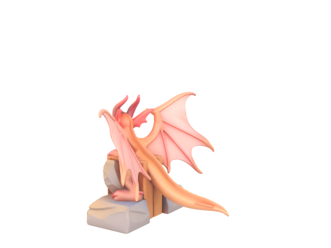 Exquisite 3D Gargoyle Bookend Model with Stone Wingspan and Weathered Marble Base 3D Model