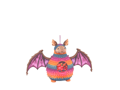 Colorful 3D Halloween Bat Piata Model with Candy Slot and String Hanger for Games Modèle 3D