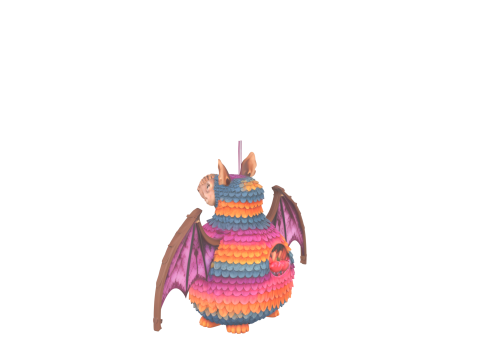 Colorful 3D Halloween Bat Piata Model with Candy Slot and String Hanger for Games Modèle 3D