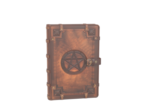 3D Leather Grimoire Book Cover with Embossed Pentagram and Aged Details 3D Модель