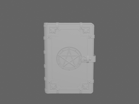 3D Leather Grimoire Book Cover with Embossed Pentagram and Aged Details 3D Модель