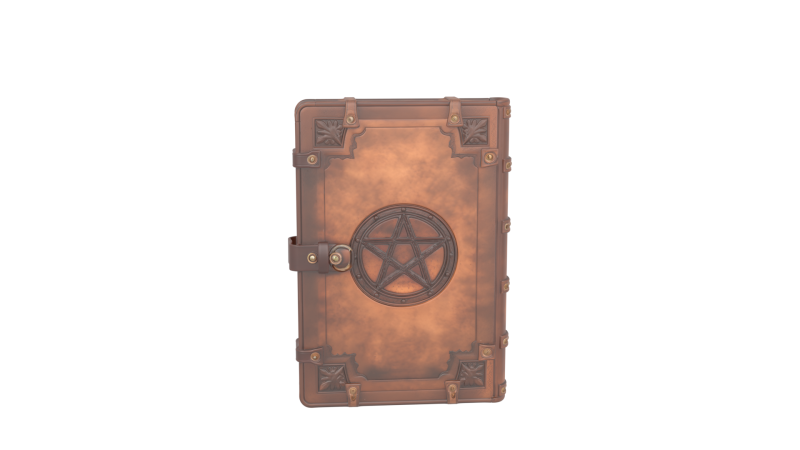 3D Leather Grimoire Book Cover with Embossed Pentagram and Aged Details 3D Модель .c4d .max .obj .3ds .fbx .stl .blend
