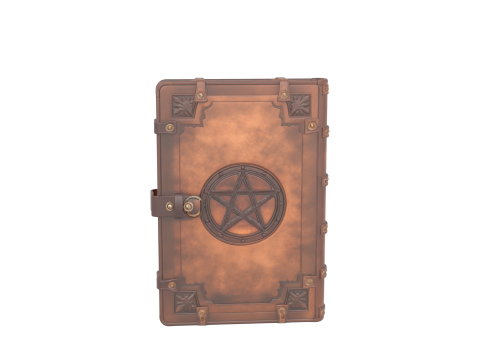 3D Leather Grimoire Book Cover with Embossed Pentagram and Aged Details 3D Модель