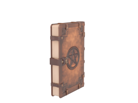 3D Leather Grimoire Book Cover with Embossed Pentagram and Aged Details 3D Модель