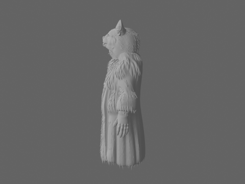 3D Detailed Werewolf Fur Hooded Cloak with Claw Clasps and Leather Trim 3Dモデル
