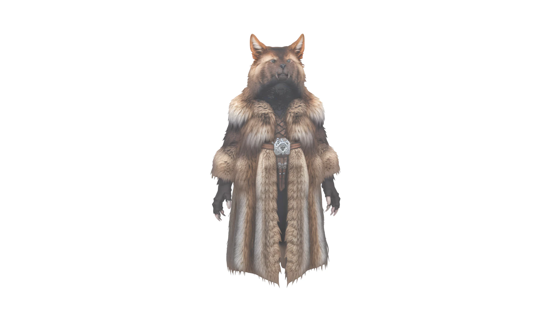 Capa con capucha de piel de hombre lobo detallada en 3D con cierres de garra y ribete de cuero Modelo 3D .c4d .max .obj .3ds .fbx .stl .blend 