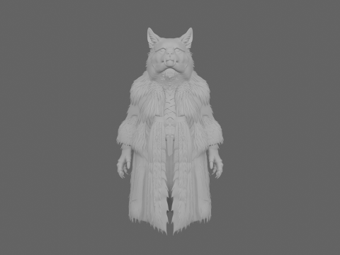 3D Detailed Werewolf Fur Hooded Cloak with Claw Clasps and Leather Trim 3Dモデル