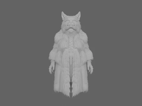 Capa con capucha de piel de hombre lobo detallada en 3D con cierres de garra y ribete de cuero Modelo 3D