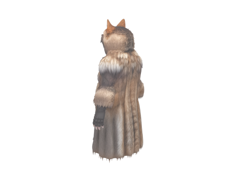 3D Detailed Werewolf Fur Hooded Cloak with Claw Clasps and Leather Trim 3Dモデル