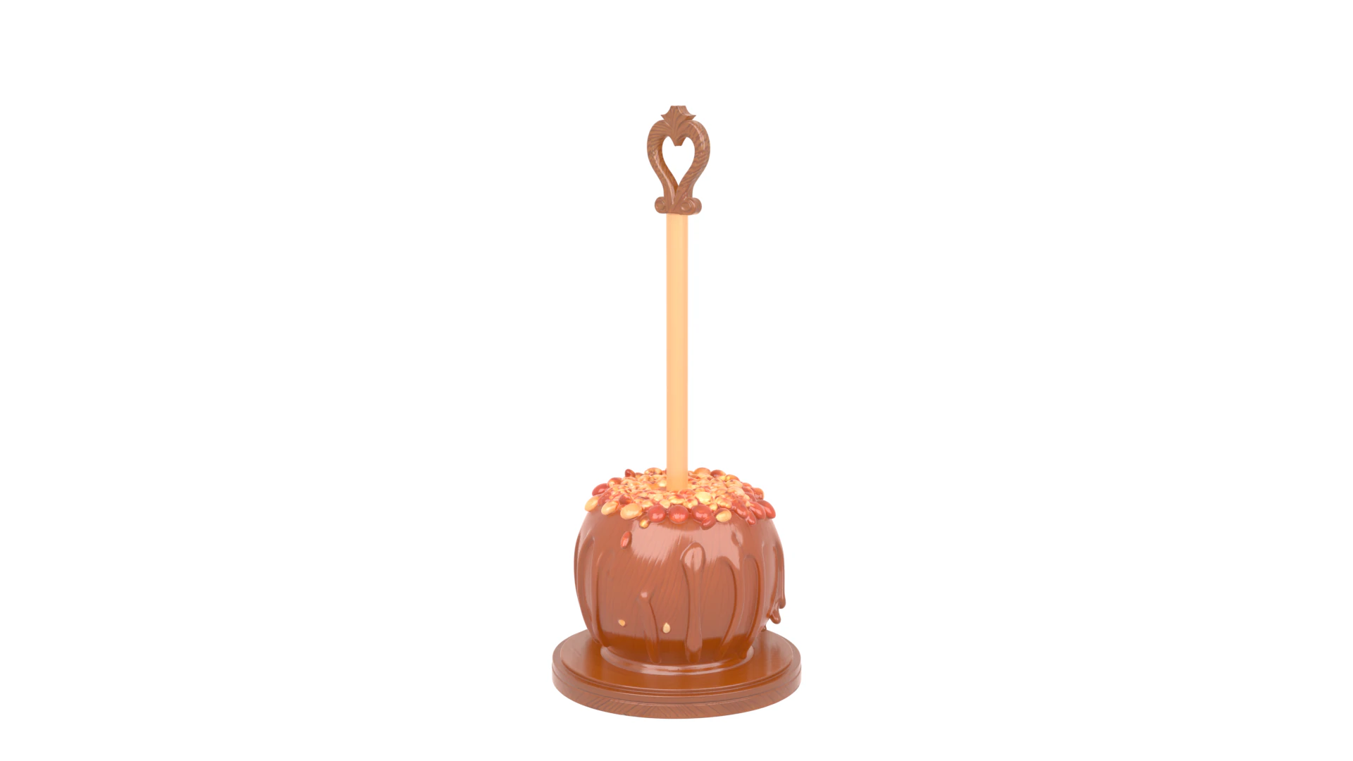 Glossy Caramel Apple Stand with Nut Toppings and Wooden Display 3D Model .c4d .max .obj .3ds .fbx .stl .blend 