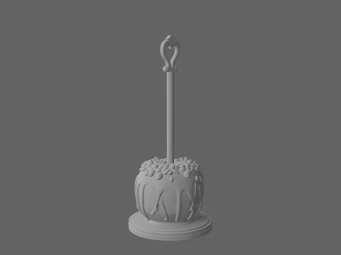 Glossy Caramel Apple Stand with Nut Toppings and Wooden Display 3D Model