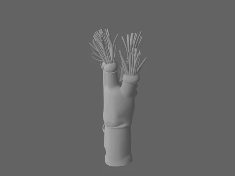 3D Scarecrow Glove featuring Detailed Straw Fingers Burlap Palm and Button Cuffs 3D Model