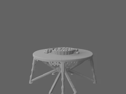 3D Render Detailed Folding Treat Table with Spider Legs and Candy Bowls 3D Model