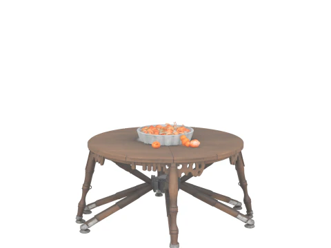 3D Render Detailed Folding Treat Table with Spider Legs and Candy Bowls 3D Model