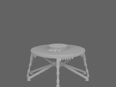 3D Render Detailed Folding Treat Table with Spider Legs and Candy Bowls 3D Model