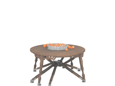 3D Render Detailed Folding Treat Table with Spider Legs and Candy Bowls 3D Model