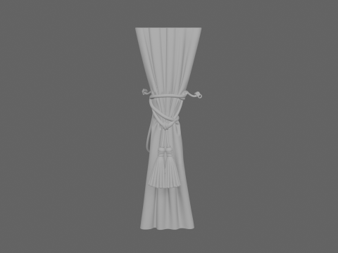 Exquisite 3D White Silk Curtain Tieback with Elegant Ghost Tassels Cord Wrap and Hook Ends Modello 3D