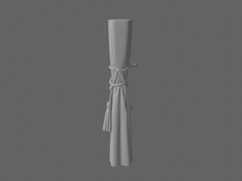 Exquisite 3D White Silk Curtain Tieback with Elegant Ghost Tassels Cord Wrap and Hook Ends Modello 3D