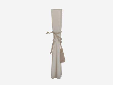 Exquisite 3D White Silk Curtain Tieback with Elegant Ghost Tassels Cord Wrap and Hook Ends Modello 3D