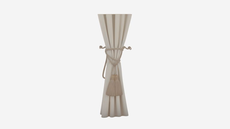 Exquisite 3D White Silk Curtain Tieback with Elegant Ghost Tassels Cord Wrap and Hook Ends Modello 3D .c4d .max .obj .3ds .fbx .stl .blend