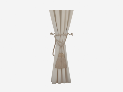 Exquisite 3D White Silk Curtain Tieback with Elegant Ghost Tassels Cord Wrap and Hook Ends Modello 3D