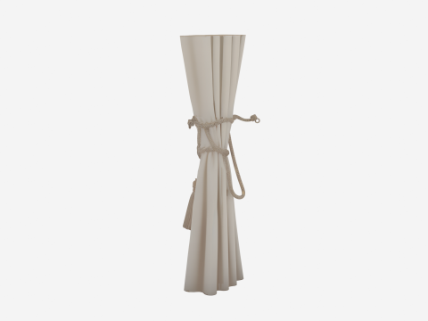 Exquisite 3D White Silk Curtain Tieback with Elegant Ghost Tassels Cord Wrap and Hook Ends Modello 3D