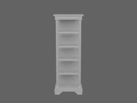 Elegant Oak Mask Display Stand with Tiered Shelves and Velvet Lining 3D Model