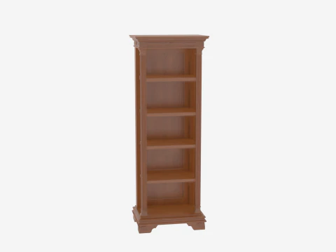 Elegant Oak Mask Display Stand with Tiered Shelves and Velvet Lining 3D Model