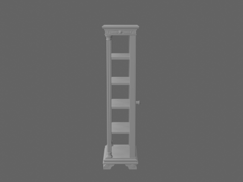 Elegant Oak Mask Display Stand with Tiered Shelves and Velvet Lining Model 3D