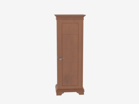 Elegant Oak Mask Display Stand with Tiered Shelves and Velvet Lining 3D Model