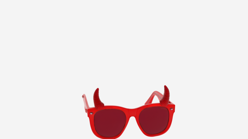 Vibrant 3D Devil Horn Eyewear Model with Glossy Red Frames and Tail Arms Modelo 3D .c4d .max .obj .3ds .fbx .stl .blend