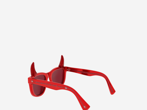 Vibrant 3D Devil Horn Eyewear Model with Glossy Red Frames and Tail Arms Modèle 3D