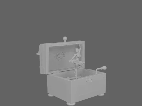Ethereal Haunted Music Box with Ghostly Ballerina 3D Model