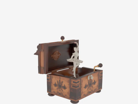 Etherische spookachtige muziekdoos met spookachtige ballerina 3D Model