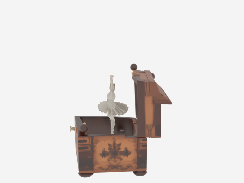 Ethereal Haunted Music Box with Ghostly Ballerina 3D Model