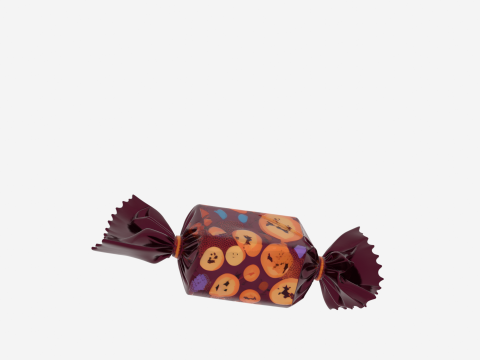 3D Detailed Halloween Candy Wrapper Crinkly Prop with Glossy Designs and Foil Interior 3D 모델