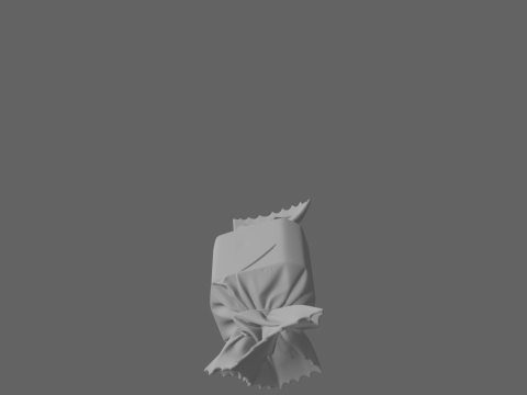 3D 详细万圣节糖果包装皱纹道具,具有光泽设计和箔内部 3D 模型