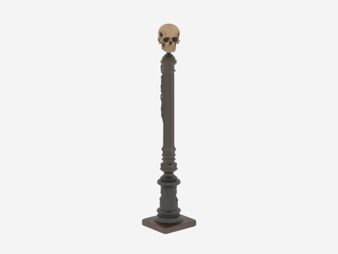 3D Detailed Gothic Wrought Iron Lantern with Skull Finial Model 3D