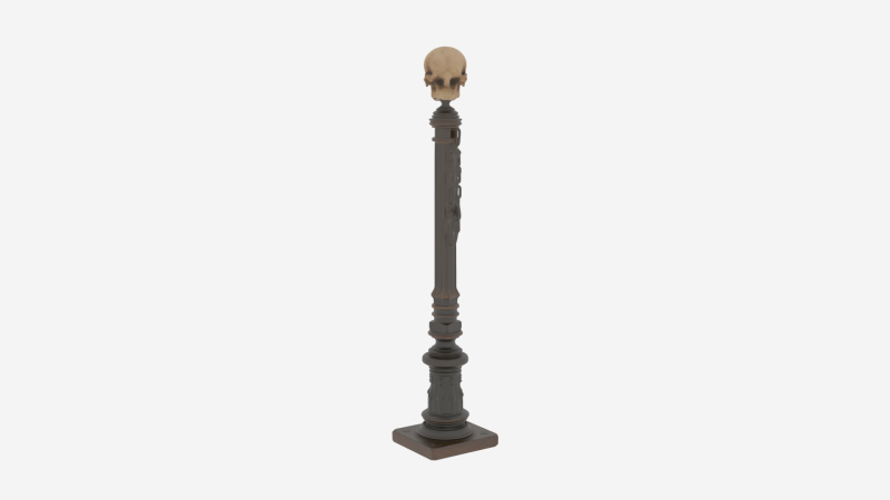 3D Detailed Gothic Wrought Iron Lantern with Skull Finial Model 3D .c4d .max .obj .3ds .fbx .stl .blend