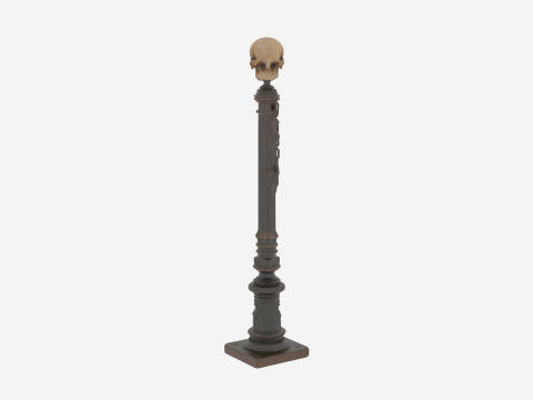 3D Detailed Gothic Wrought Iron Lantern with Skull Finial 3D 모델