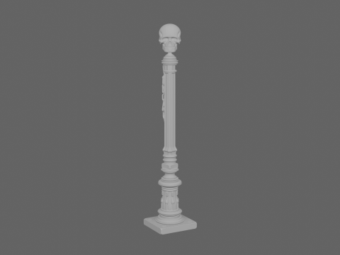 3D Detailed Gothic Wrought Iron Lantern with Skull Finial Model 3D