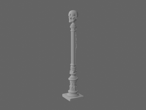 3D Detailed Gothic Wrought Iron Lantern with Skull Finial Model 3D