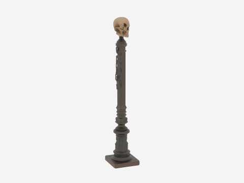 3D Detailed Gothic Wrought Iron Lantern with Skull Finial Model 3D