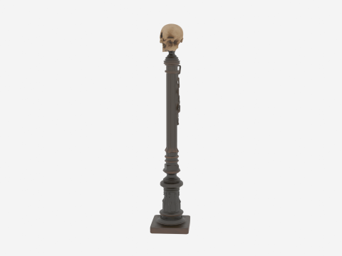 3D Detailed Gothic Wrought Iron Lantern with Skull Finial Model 3D