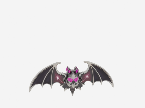 Magnificent Silver Enamel 3D Vampire Brooch with Intricate Bat Wings and Glowing Gem Eye Details Model 3D