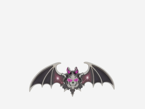 Magnificent Silver Enamel 3D Vampire Brooch with Intricate Bat Wings and Glowing Gem Eye Details 3D Modell