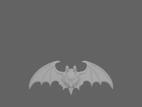 Magnificent Silver Enamel 3D Vampire Brooch with Intricate Bat Wings and Glowing Gem Eye Details 3D Model